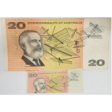 AUSTRALIA 1967 . TWENTY DOLLARS BANKNOTE . MAJOR ERROR . MISSING COLOUR SIMULATION